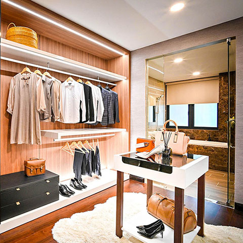 Image of a large, well organized closet